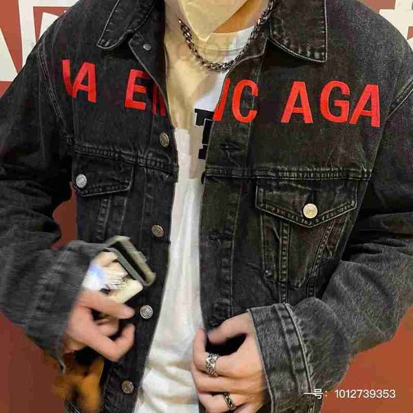 designer Original Letter Embroidery Jacket Design Luxury Brand Denim Uomo Donna Alta qualità Vintage Washed Distressed Famous Coat prad CWVN