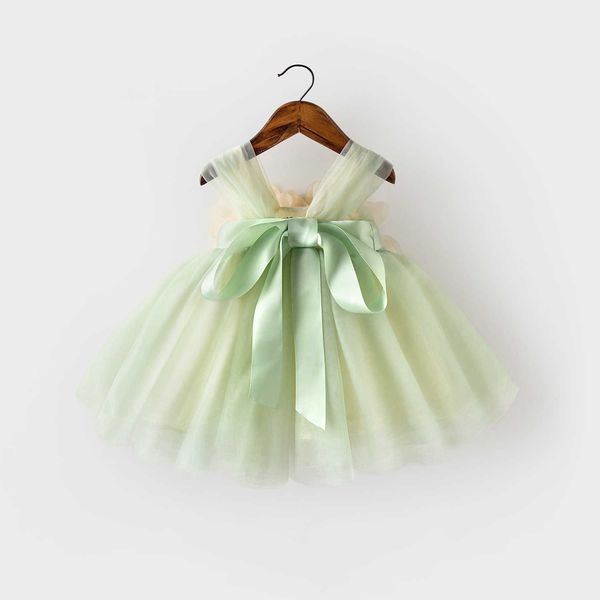 Mädchenkleider Mädchen-Prinzessinnenkleid Baby-Sommerkleid Baby-Geburtstagskleid Hundert Tage grünes Kuchenkleid Puffy Yarn