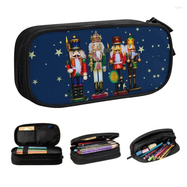 Astucci per matite per schiaccianoci per le vacanze per ragazza Schiaccianoci natalizi di grande capacità Cartoon Toy Soldier Pen Bag Box Accessori per la scuola