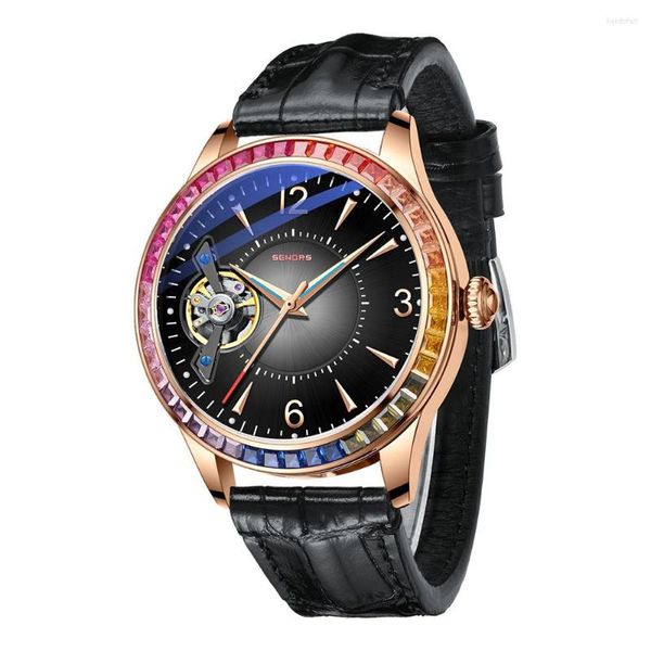 Нарученные часы мужчины Полностью автоматические механические часы 43 -мм саппир Crystalime Racing Водонепроницаемые турбиллинские часы стальные часы