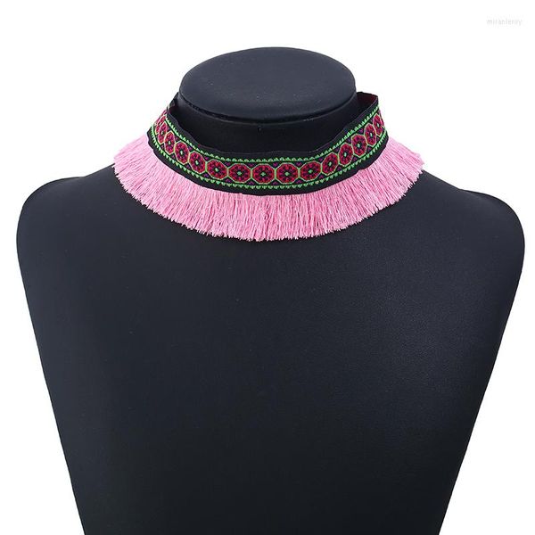 Choker Bohemian Ethnizität Strick gestreiftes Quasten Halskette Mode einfache Persönlichkeit Rand sexy Kragen für Frauen Schmuck