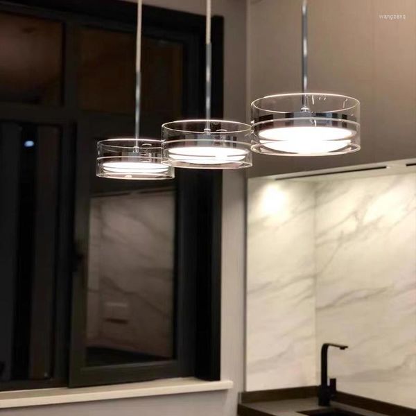 Lâmpadas pendentes Berman Restaurant Chandelier Tabela de jantar moderna Três personalidade criativa Modelo de salas de salas de vidro simples ilha sofisticada