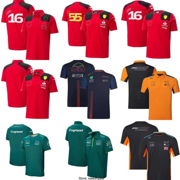 2023 Formula 1 F1 Racing Mclaren Aston Martin Sets Carlos Sainz Charles Leclerc Set Up t-shirt Casual respirável POLO Summer Car Motorsport