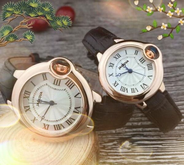 Luxus Männer Frauen Römische Panzer -Zifferblatt Kleid Uhren echtes Lederband Relogio Feminino Lady Quarz Paar Liebhaber Original Clasp Analog Casual Armbanduhrwatch