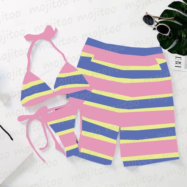 Moda de banho feminina, shorts esportivos masculinos, conjunto de biquíni, 2 peças, maiô para casais, moda sexy, roupas de banho de verão