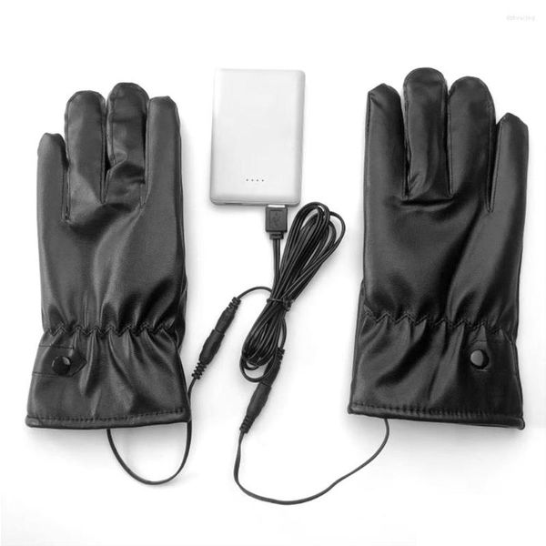 Radfahren Handschuhe Elektrische Heizung USB Touch Screen Winter Hand Wärmer Thermische Beheizte Wasserdichte PU Leder Männer Frauen