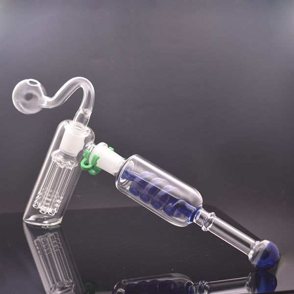 Narghilè Pesante Martello Bubbler Bruciatore a olio in vetro Bong 6 bracci per diffusore Tubo dell'acqua Dab Rig Bong con tubo maschio per bruciatore a olio in vetro da 14 mm e ciotola per tabacco Più economico