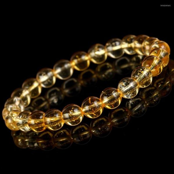 Strand 6/8mm Bracciale in pietra naturale Citrini Quarzi Perline di cristallo per uomo Donna Gioielli Regalo Energia