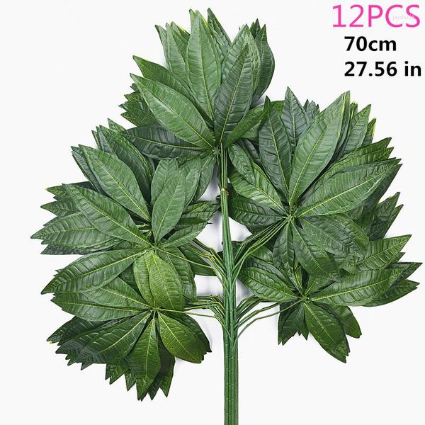 Flores decorativas 12pcs grandes plantas artificiais pacote verde banyan folhas árvores vestem acessórios de decoração de casamentos de casamento