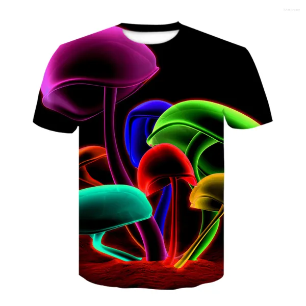 Camisetas masculinas de cor de cogumelo de cor de cogumelo imprimido 3D Camisa de moda engraçada para homens/mulheres de streetwear casual Tops Tops Dropship