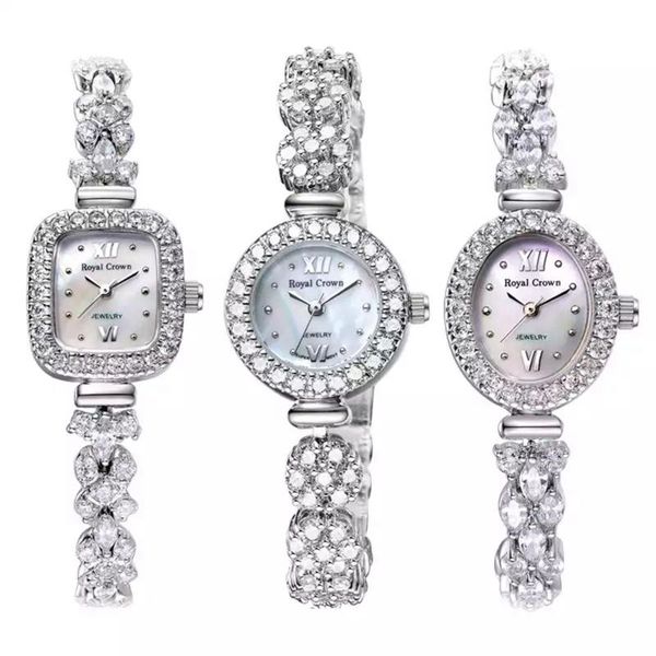 Avanadores de punho Moda elegante Mulheres de cristais completos Relógios de joias de luxo pulseira de shorts relógio de quartzo à prova d'água Pulso romano lotuswristwa