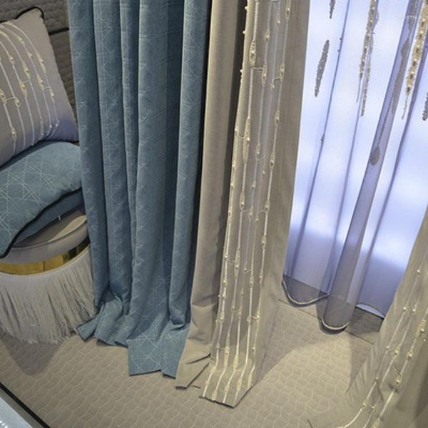 Cortinas cortinas para quarto sala de jantar de vida luxuosa decoração suave requintada de estudo moderno janelas porta simples cozinha de costura simples