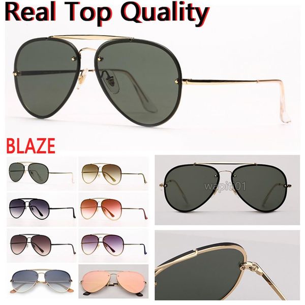 Mens óculos de sol Piloto Blaze Aviation Sunglass Fashion Sun Glasses Lentes de proteção UV e caixa de varejo de couro todos acces233v