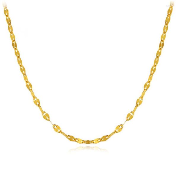 Catene Pure Solid 999 24K Yellow Gold Lip Collana 2mmW Lucky Coffee Chain Women Gift