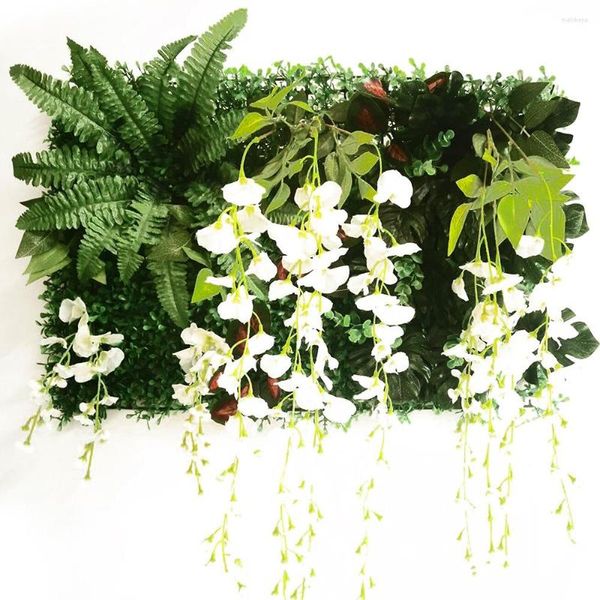 Flores decorativas Plantas artificiais para decoração Rattan painéis falsos parede