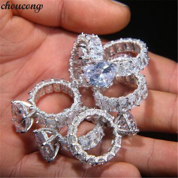Обручальные кольца Винтаж 8CT Груш овальный лабораторный кольцо с бриллиантовым кольцом 925 Серебряное серебро бижурза для женщин для женщин.