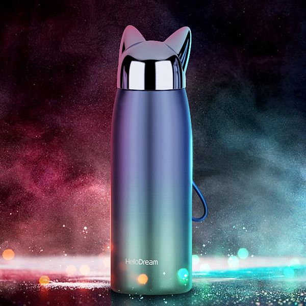 Bottiglie d'acqua Tazza da viaggio Premium da 320 ml Thermos in acciaio inossidabile Thermos Tazza da acqua Tazza termica portatile in silicone Fashion Cute Cat 230303