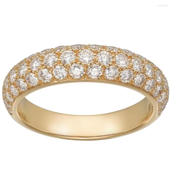 Кластерные кольца 18K AU750 Желто -золотое кольцо Женщины Свадьба годовщина обручальная вечерин
