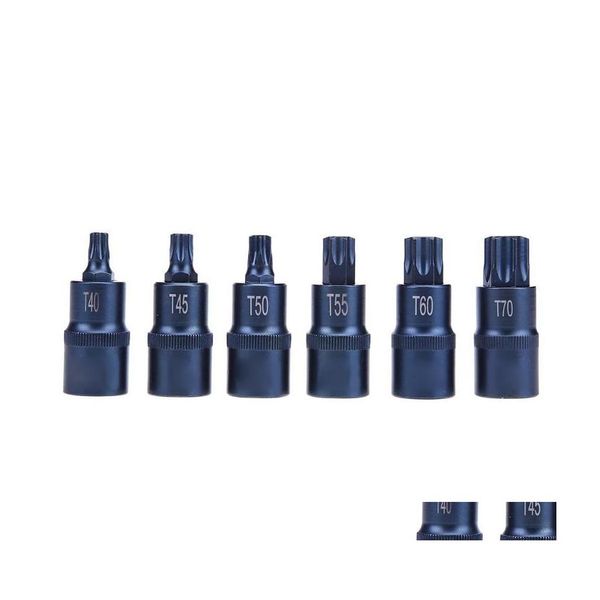 Auto-DVR-Handwerkzeuge Torx-Schraubendreher-Bit-Werkzeug 1/2-Sockel-Bits-Adapter T20 T25 T27 T30 T35 T40 T45 T50 T55 T60 T70 Zoll Drop Delivery Mobiles Dh20I