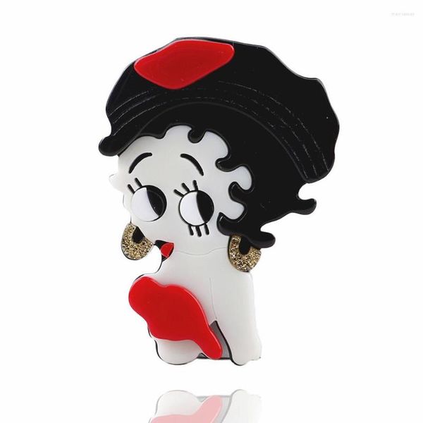 Broschen Einzigartiges Design Acryl Nettes Mädchen Für Frauen Figur Dame Brosche Pins Revers Abzeichen Hut Tasche Modeschmuck Party Geschenke