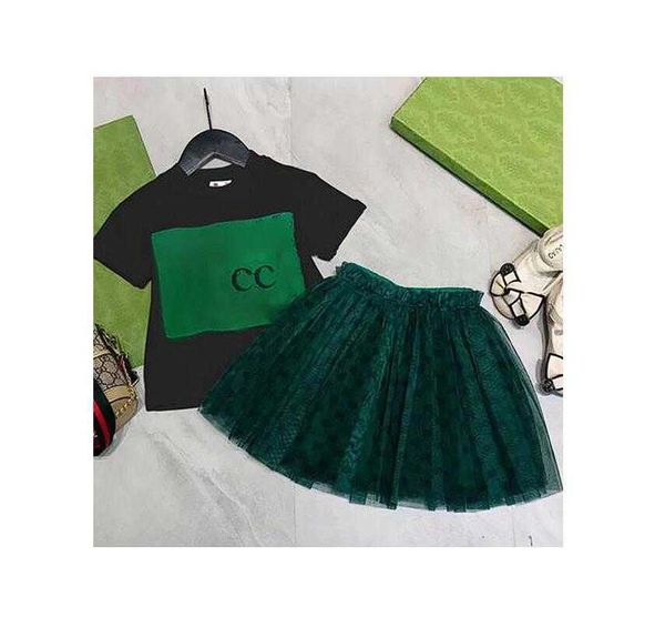 T Shirt Kids Designer Veil Skirt Baby Boy Clothes Set di abbigliamento per bambini coreani Set di ragazzi Ragazze per bambini Abito da bambina in cotone