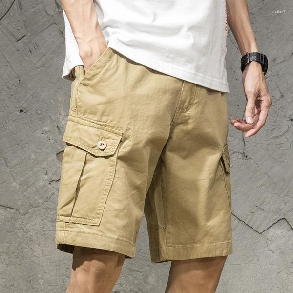 Erkekler Şort Sokak Giyim Modası Erkekler için Sol Renkler Haki İş Koşu Dış Mekan Jogger Vintage Pants Düğmesi