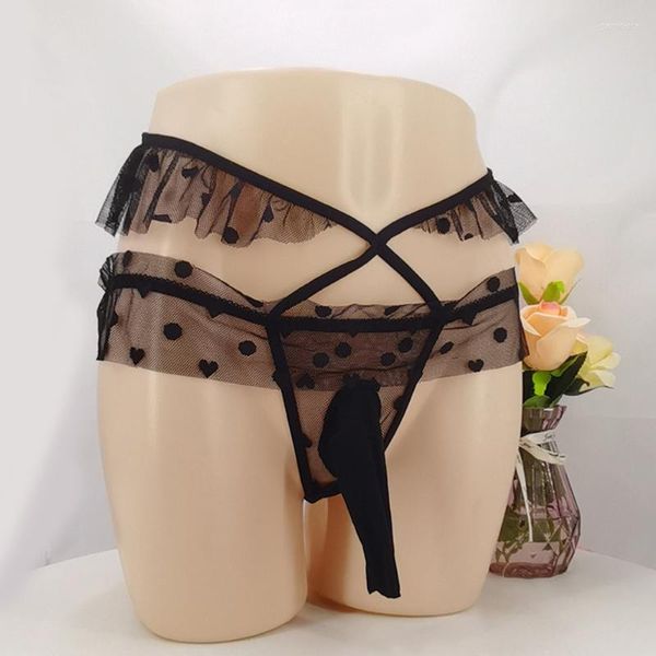 Mutandine femminucce Underpants Gay Sexy Underwear Thangs Loce Lace traspirante JJ Sleeve Erotico Lingerie Design femminile Design Transessuali Brief