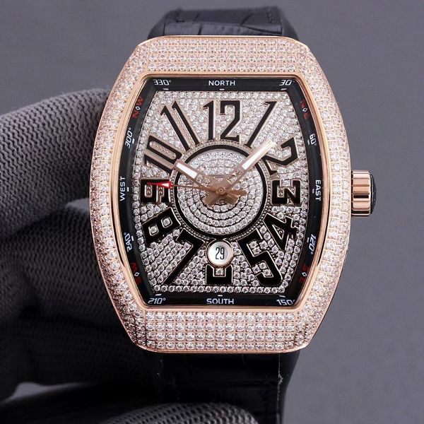 Orologi automatici maschili all'ingrosso con intarsio a diamante completo La prima scelta per regali di appuntamenti classici e versatili