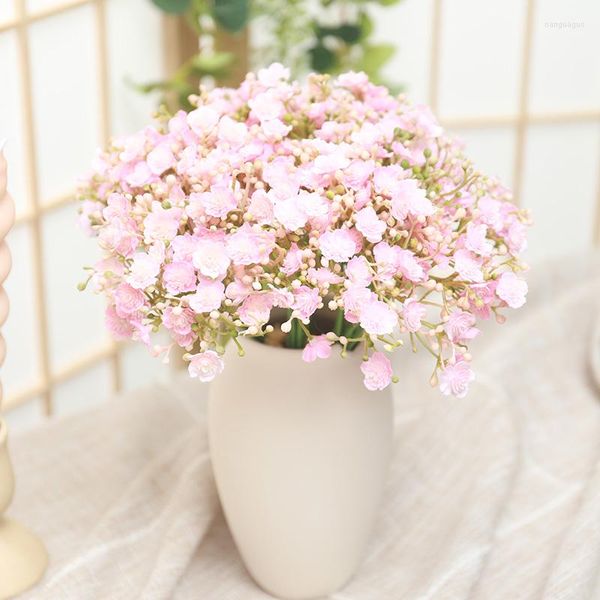 Fiori decorativi 40 teste Pink Babies Breath Gypsophila artificiale Wedding Home Bouquet fai da te Decorazione Sposa Mano che tiene mazzi floreali