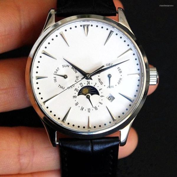 Kol saatleri Vintage Watches Lüks Erkekler Mekanik Saat Moon Faz Otomatik Moda 41mm Su Geçirmez İş Yok Logo