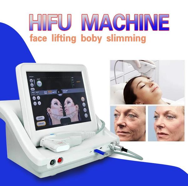 Nuova clinica dimagrante Hifu Skin Tightening Apparecchiatura di bellezza con 5 cartucce Ultrasuoni focalizzati ad alta intensità Anti invecchiamento per viso e corpo