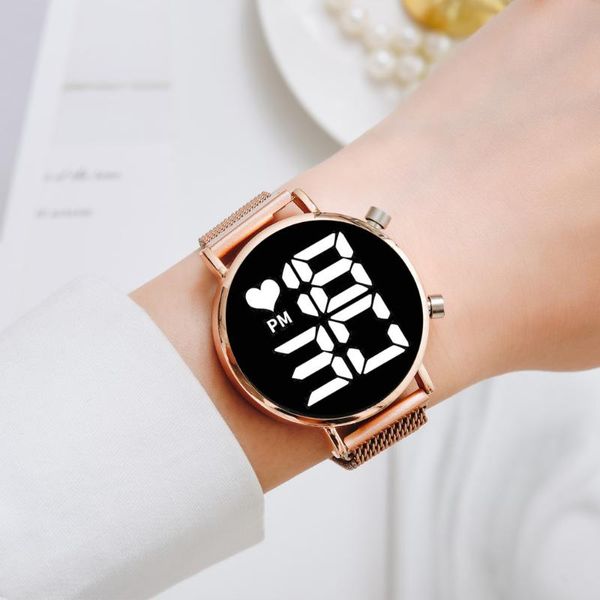 Relógios de pulseira 2023 Projeto de personalidade da marca feminino relógio de luxo feminino Mulnet Magnet Sky Sky Watches Digital Relogio feminino
