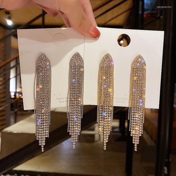 Orecchini pendenti per donna Diamante Geometrico Triangolo Moda Nappa lunga Personalità alla moda