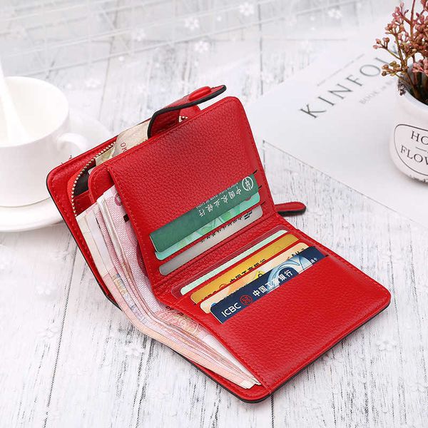 Walets Women Walets 2022 Nova marca de luxo Red Black Small Mini Coin Burse Hasp Cartter Card Wallet Zipper Feminino Couro Bucklel230303