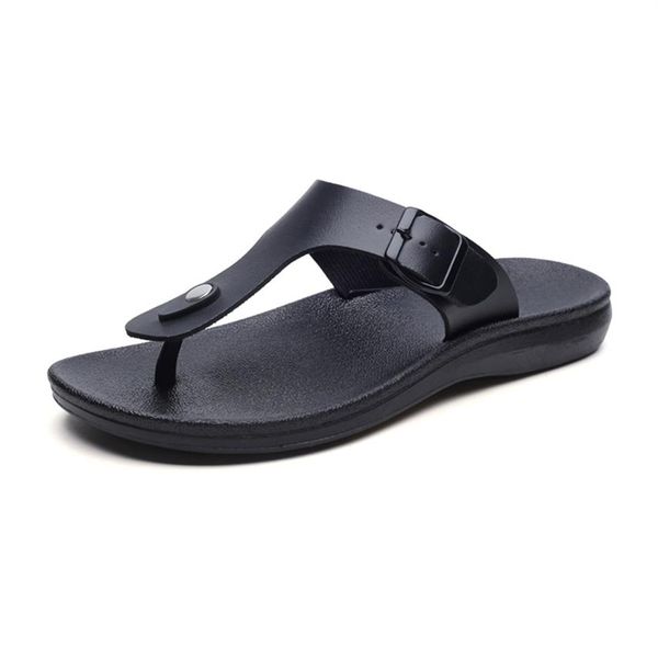 2019 Summer Men Slippers Cool Flip Flip Flip Designer Metalle Buckle Beach Sandals Sapatos Moda Macho Slippers Q-520236b