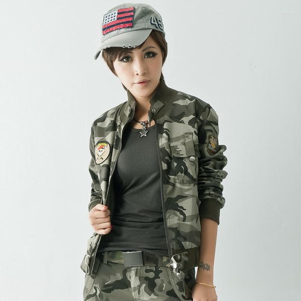 Frauen Jacken 2023 Herbst Outdoor Casual Camouflage Kleidung Frauen Militär Uniform Armee Fan Jacke Lange ärmeln Weibliche W874