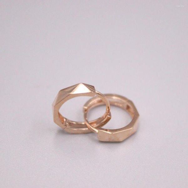 Orecchini a cerchio in vero oro rosa 18 carati donna fortuna triangolo modello timbro Au750 13x3mm