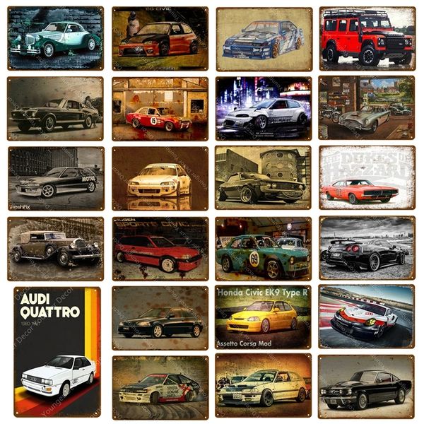 Vintage Super Racing Car tin Poster Wall Picture Metal Plaque Voor Pub Bar Club Living Room Home Decor Classic Movie Automobile metalen tinnen borden Maat 30X20CM w02