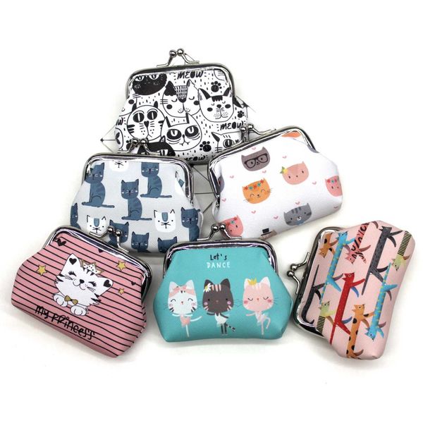 Wallets Women Mini carteiras de moedas Bolsa infantil Bolsas de dinheiro bolsa fêmea hasp trocar bolsa fofa meninas zero carteira desenho animado catl23030303