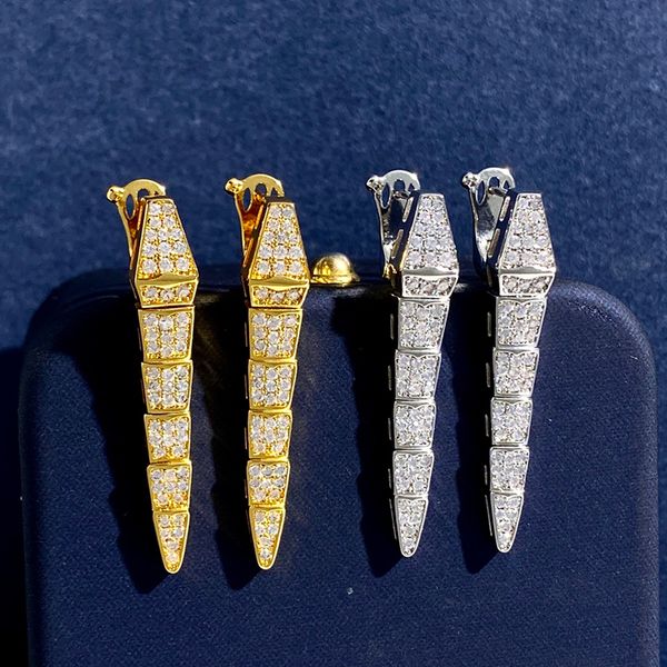 BUIGARI Snake tail дизайнерские серьги-подвески для женщин с бриллиантами, модные позолоченные 18-каратного классического стиля, качество T0P, брендовый дизайнер, изысканный подарок с коробкой 005