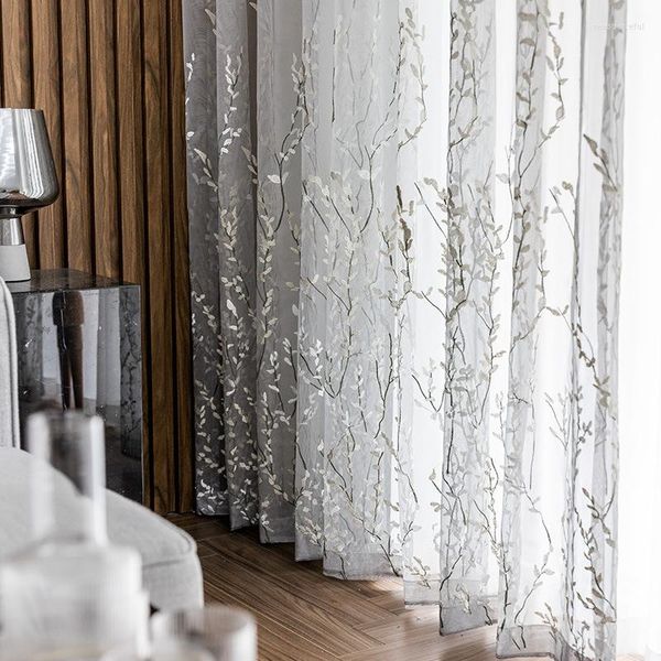 Vorhang frisch bestickter chinesischer Tüll für Wohnzimmer, Schlafzimmer, Erkerfenster