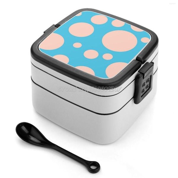 Set di stoviglie Bolle Bento Box azzurro cielo/pesca Contenitore a tenuta stagna per bambini Motivi a bolle di luce Carini