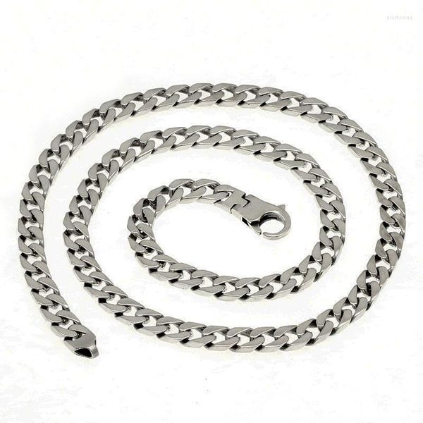 Catene in argento sterling massiccio S925 Collana cubana Miami per uomo Donna Gioielleria raffinata Blocco 7mm 50/55 / 60CM Catena con chiusura