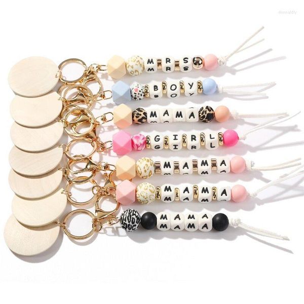 Keychains letra mama love chaveiro para homens homens silicone beads chaveys keys 2023 carms de carros no atacado de presente moderno