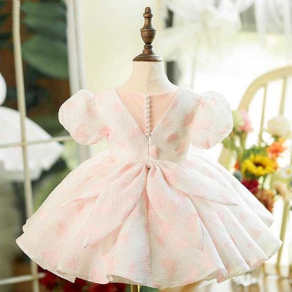 Mädchenkleider Kinder Taufe Prinzessin Ballkleid Schleife Perlen Design Geburtstag Hochzeit Party Eid Kleider für Mädchen A2385