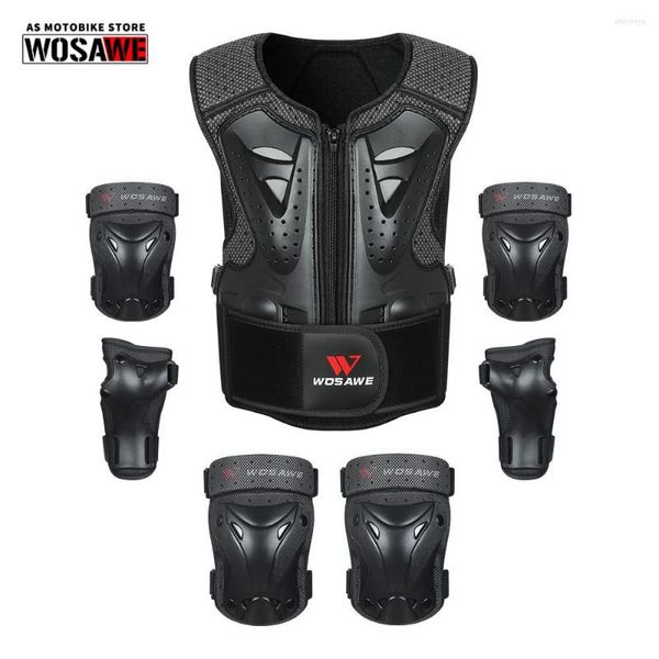 Abbigliamento motociclistico Wosawe Child Kids Body Protection Cycling Camert Armatura Giacca per baby ginocchio