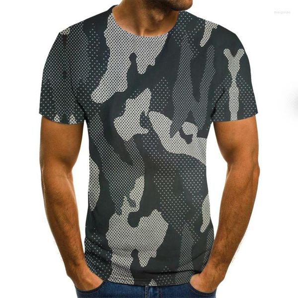 Herren T-Shirts 2023 Camouflage Herren T-Shirt Sommer Casual Tops 3D gedruckt O-Neck Shirt Fashion Graphic Plus Size Streetwear