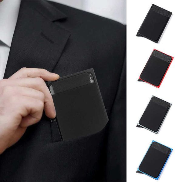 Кошельки RFID Smart Wallet держатель карт металлические тонкие тонкие мужчины женские кошельки всплывают минималистские кошельки маленький черный кошелек металлический валлет2303