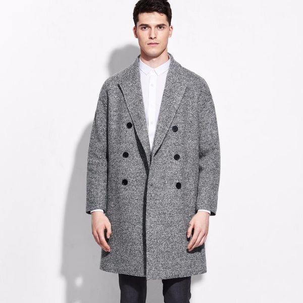 Abiti da uomo Blazer Marchio di abbigliamento 50% lana Uomo e giacche 2023 Giacca doppiopetto da uomo Blazer grigio slim Business Winter FormalM