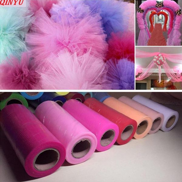 Decorazione per feste 15 cm 22 m Cristallo Tulle Rotolo Organza Tessuto Bobina Tutu Compleanno Matrimonio Baby Shower Rosa Bianco 5z